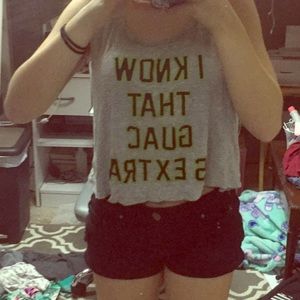 grey,black, and green tank top